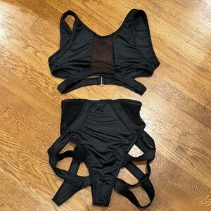Black pole dance strappy set